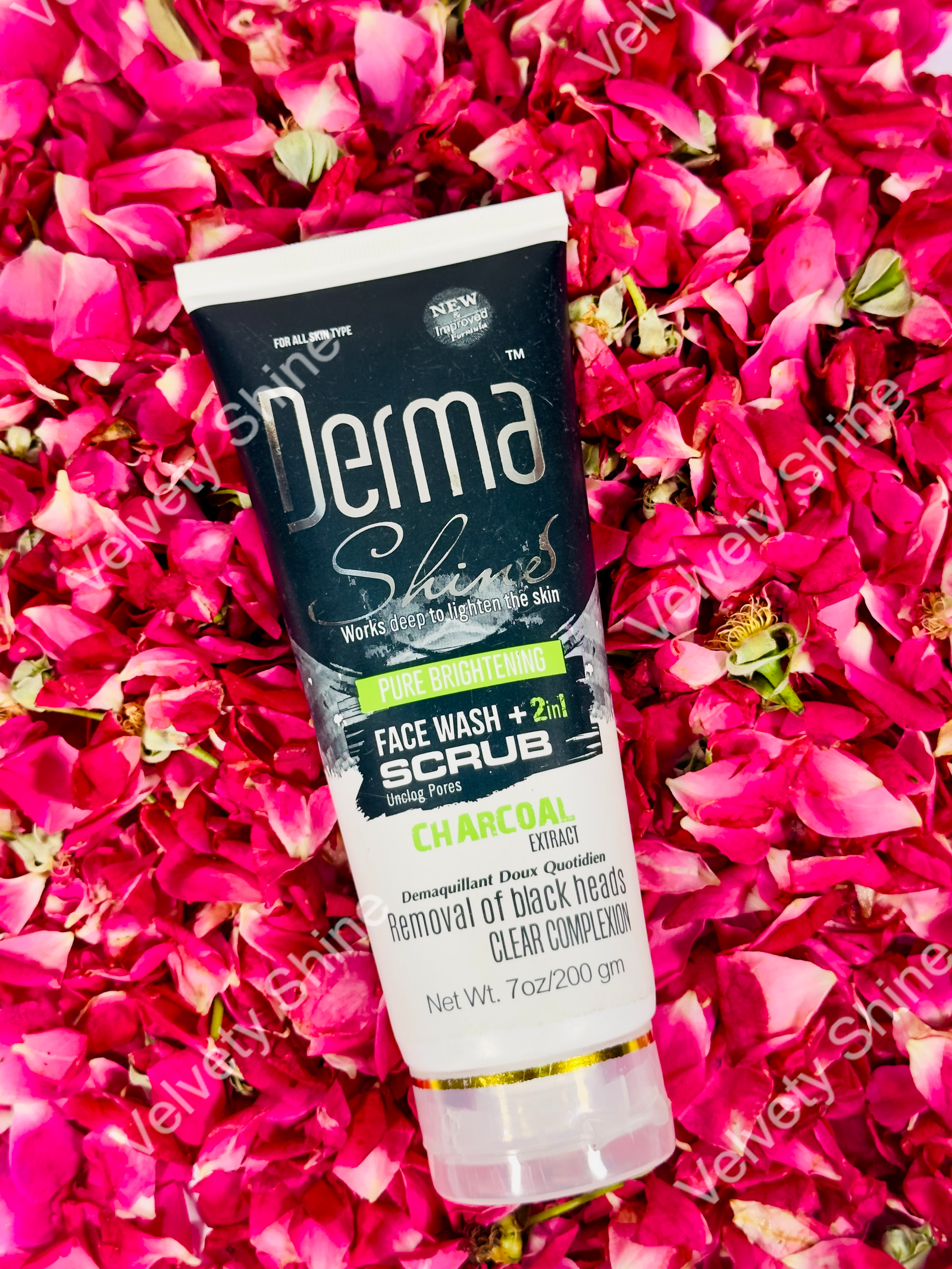 Derma Shine Charcoal Face Wash+ Scrub (2 in 1)